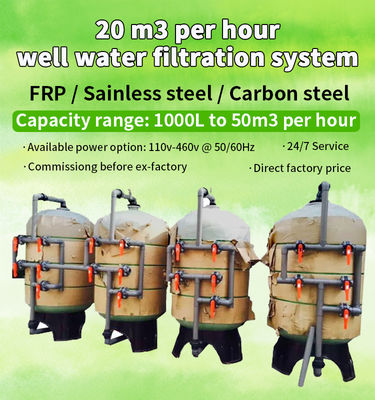 3000L/Hour υλικό χάλυβα άνθρακα φίλτρων 110V-460V 60HZ νερού μαγγάνιου σιδήρου