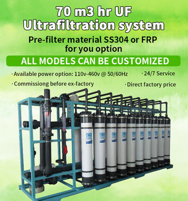 SS304 υλική Ultrafiltration κατεργασία ύδατος 70m3 συστημάτων ανά ώρα